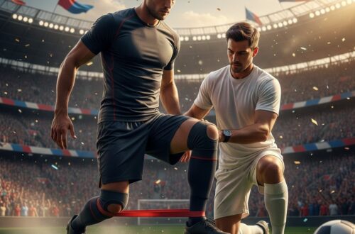 Pemain sepak bola papan atas berlatih pemulihan cedera di stadion modern